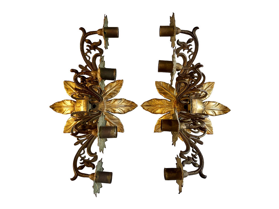 Thumbnail: A Pair Of Fabulous Antique Italian Wall Sconces For Candles, Late 1700's