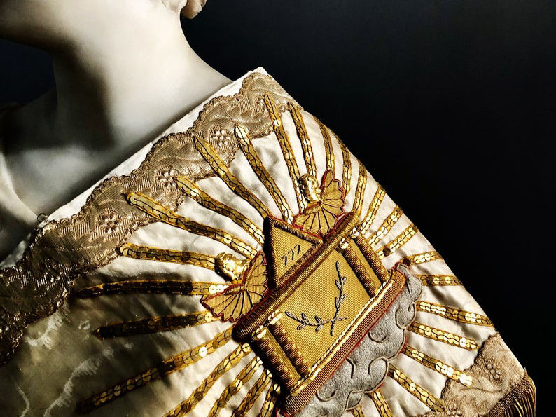 Thumbnail: Two Antique French Goldwork Embroideries, 1800's