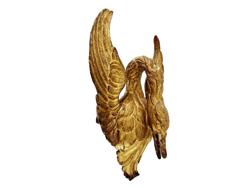 Thumbnail: A Magnificent Antique French Swan, Gilded Wood Carving With Patina, 1700's