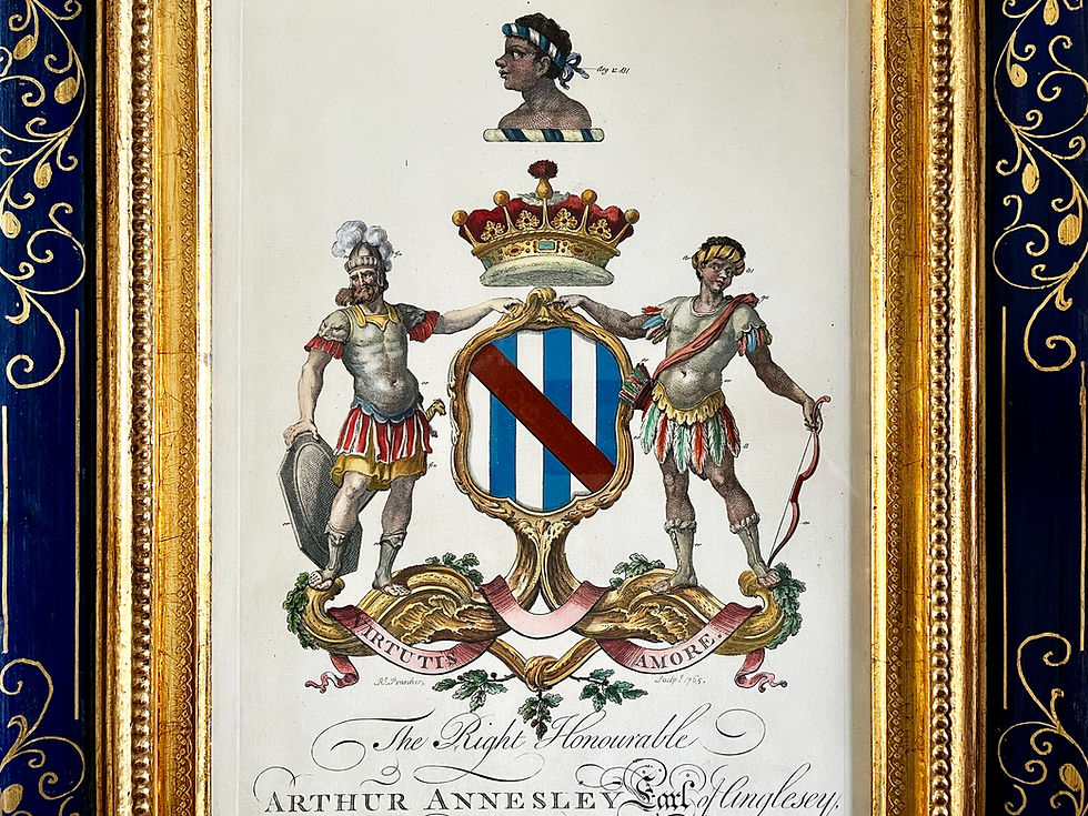 Thumbnail: An Exquisite And Rare Framed British Coloured Engraving From 1765