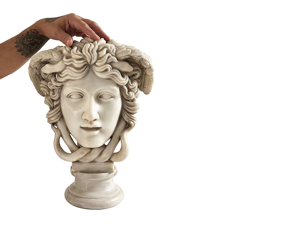 Thumbnail: A Spectacular Antique Italian Head Of Medusa, White Marble Sculpture, 1700's
