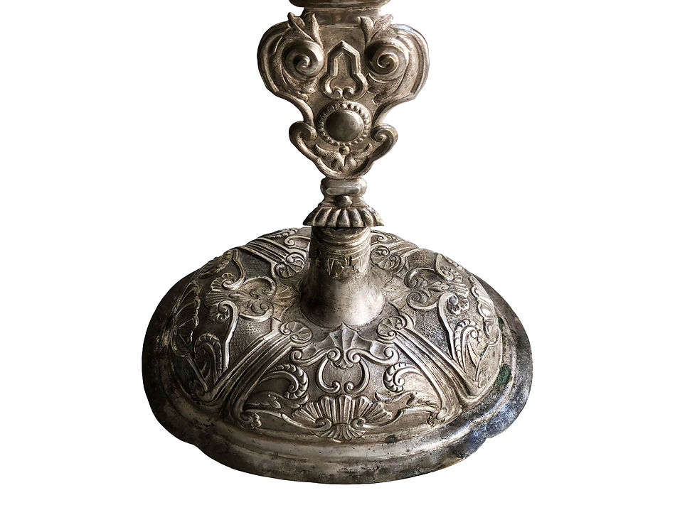 Thumbnail: An Outstanding Antique Austrian Altar Candleholder With A Sacred Heart, 1857
