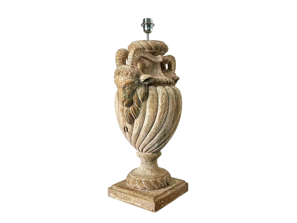 Thumbnail: A Gorgeous Antique Italian Hand Carved Wood Urn, Table Lamp Base, 1800's