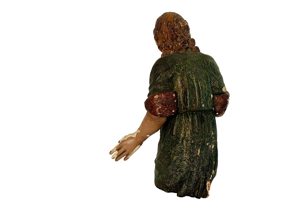 Thumbnail: A Fascinating Antique French Santo, Wooden Statue Of Mary Magdalene, 1600's