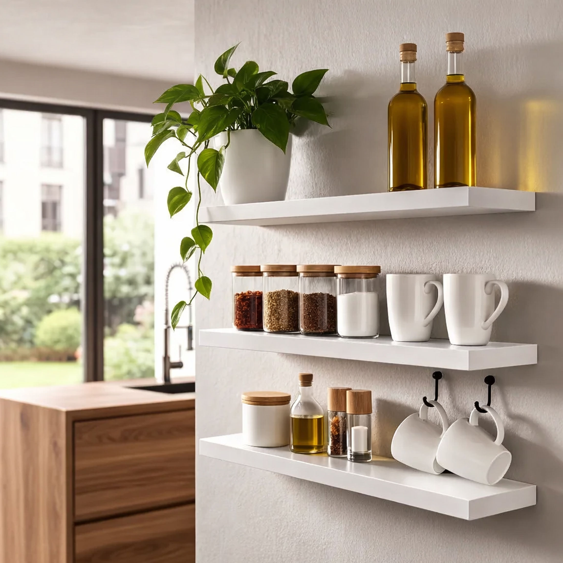 Prateleira MDF 85x20 cm Branco Texturizado