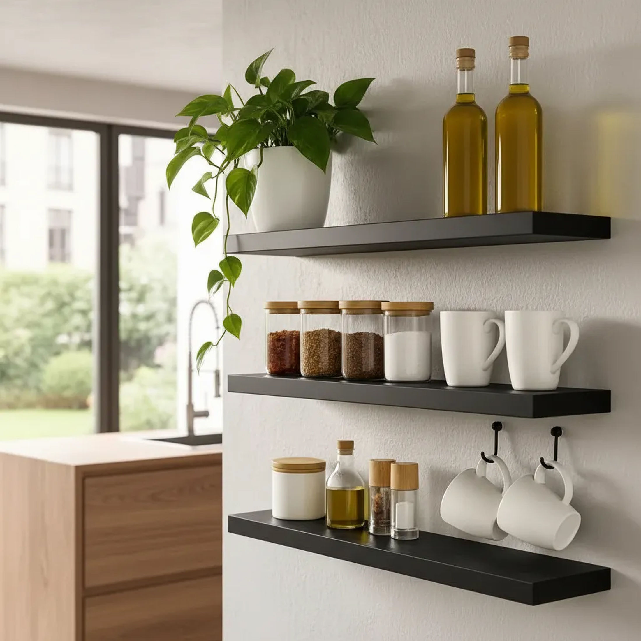 Prateleira MDF 65x20 cm Preto Texturizado