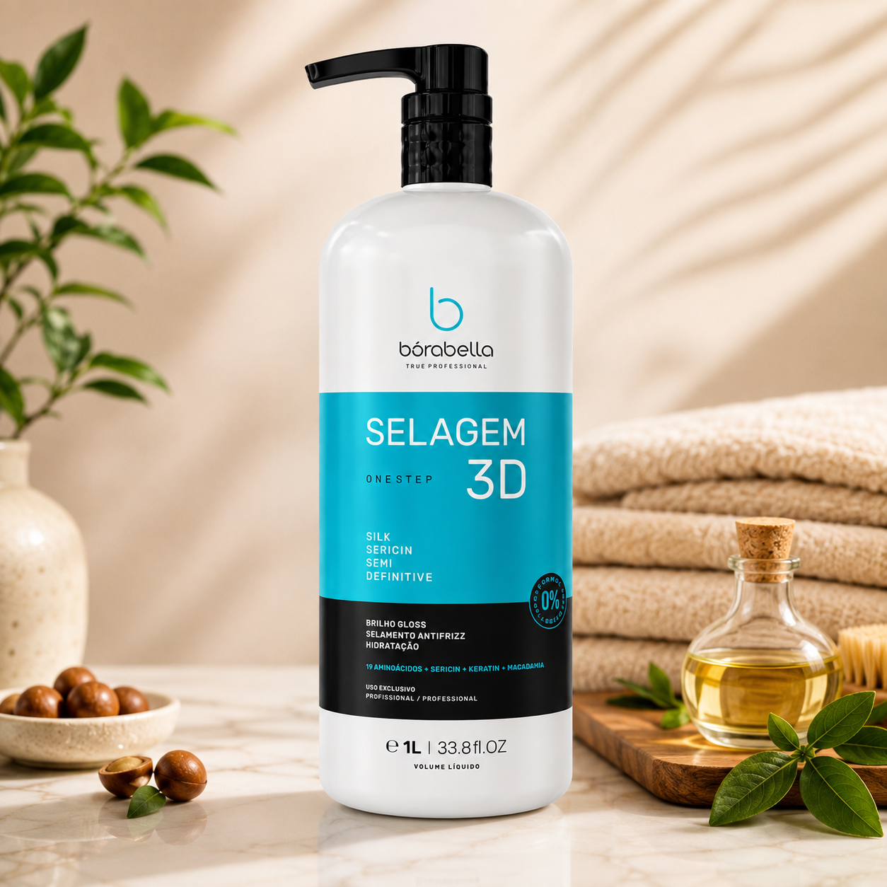 Borabella Selagem 3D 1L Brilho Gloss Antifrizz Hidratação Tratamento Capilar - Alfa Casa e Beleza