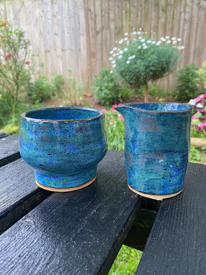 Thumbnail: Speckled indigo handthrown bowl