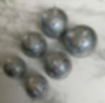 Thumbnail: Set of 6 hand pinned holographic silver sequin baubles