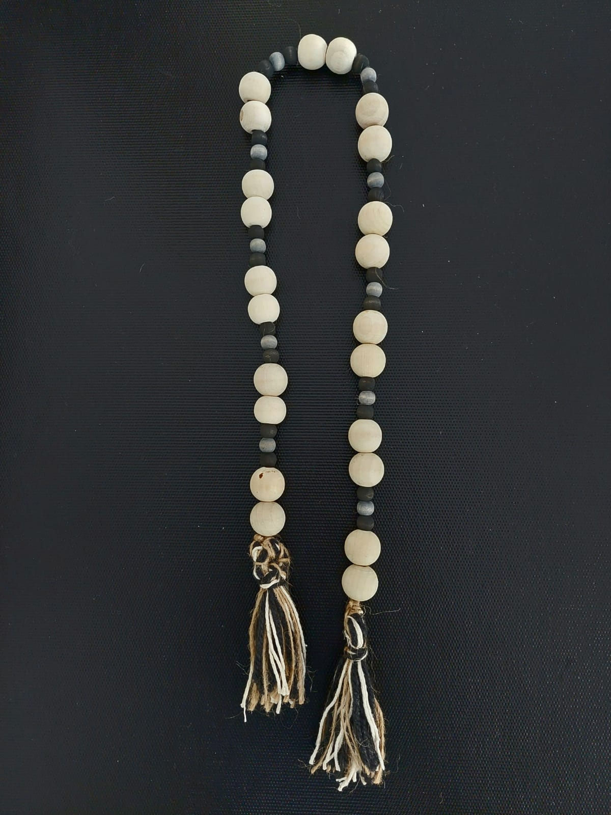 Wooden Decorative Beads - Natural wood & Charcoal beads, open end