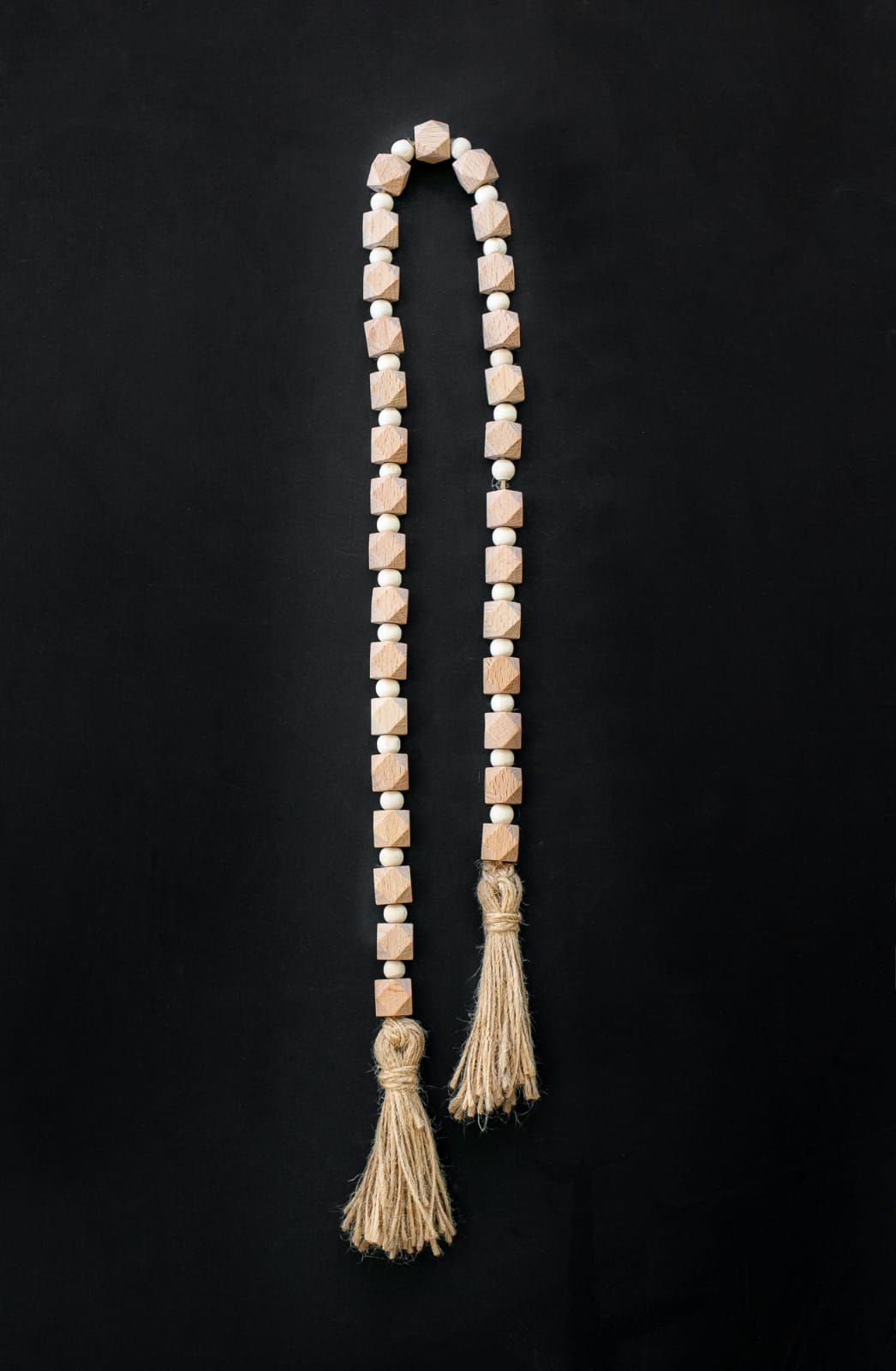 Wooden Decorative Beads - Hexagon shaped wooden beads, open ended string