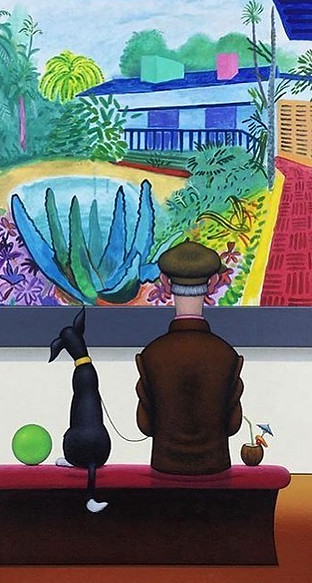 Chris Chapman dog man painting ball old master painting art lounge international famous paintings