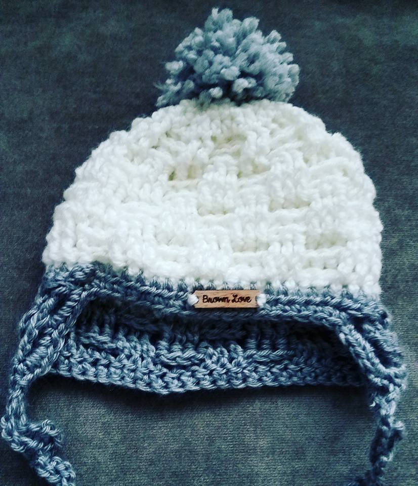 Thumbnail: Basket weave beanie w/ear flaps