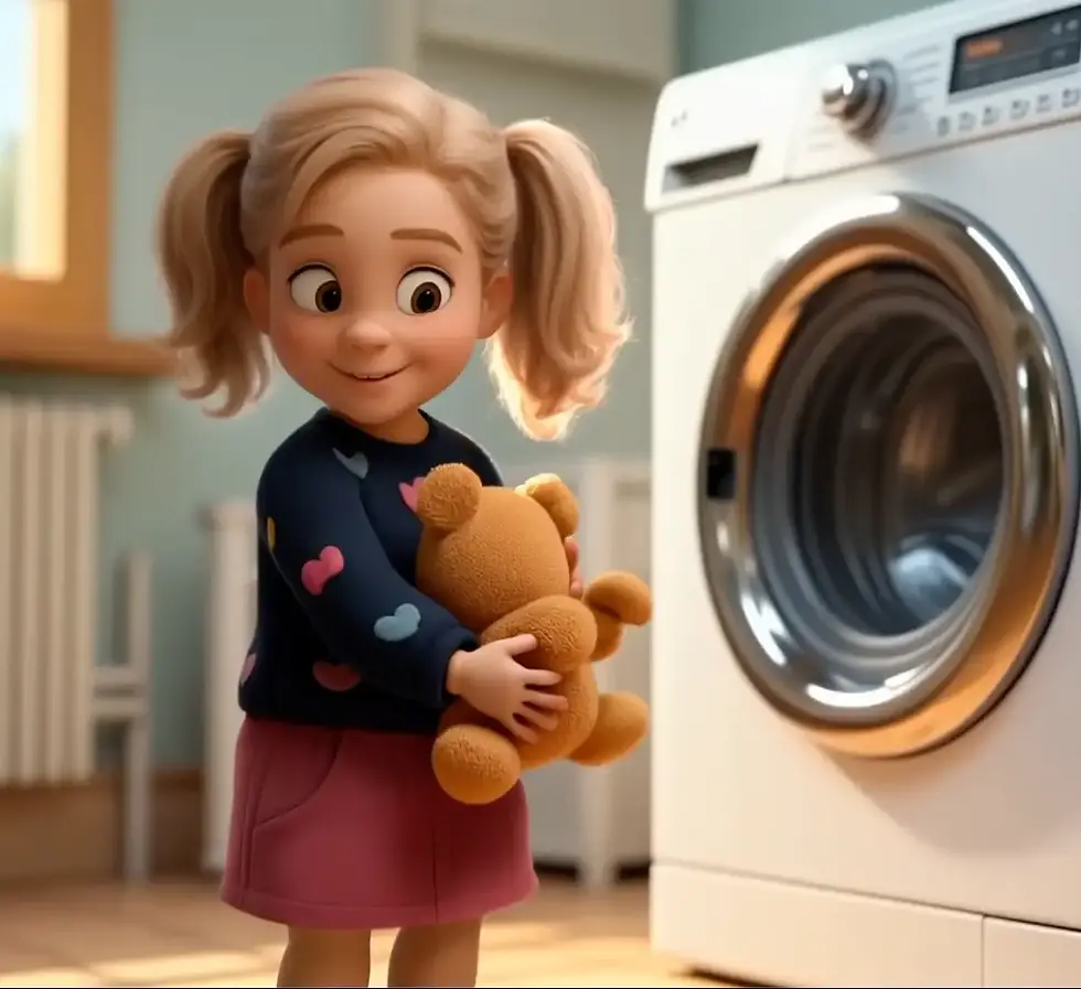 Kelsie in her Washing Machine adventure