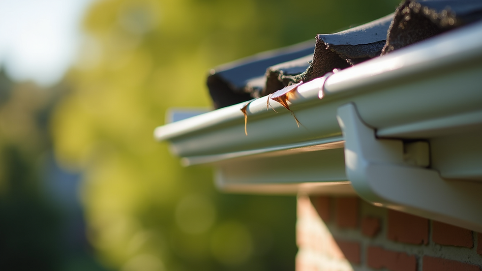 Close-up view of clean gutters on a Durham home