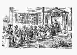 Drawing of Prudence Crandall & students on a walk