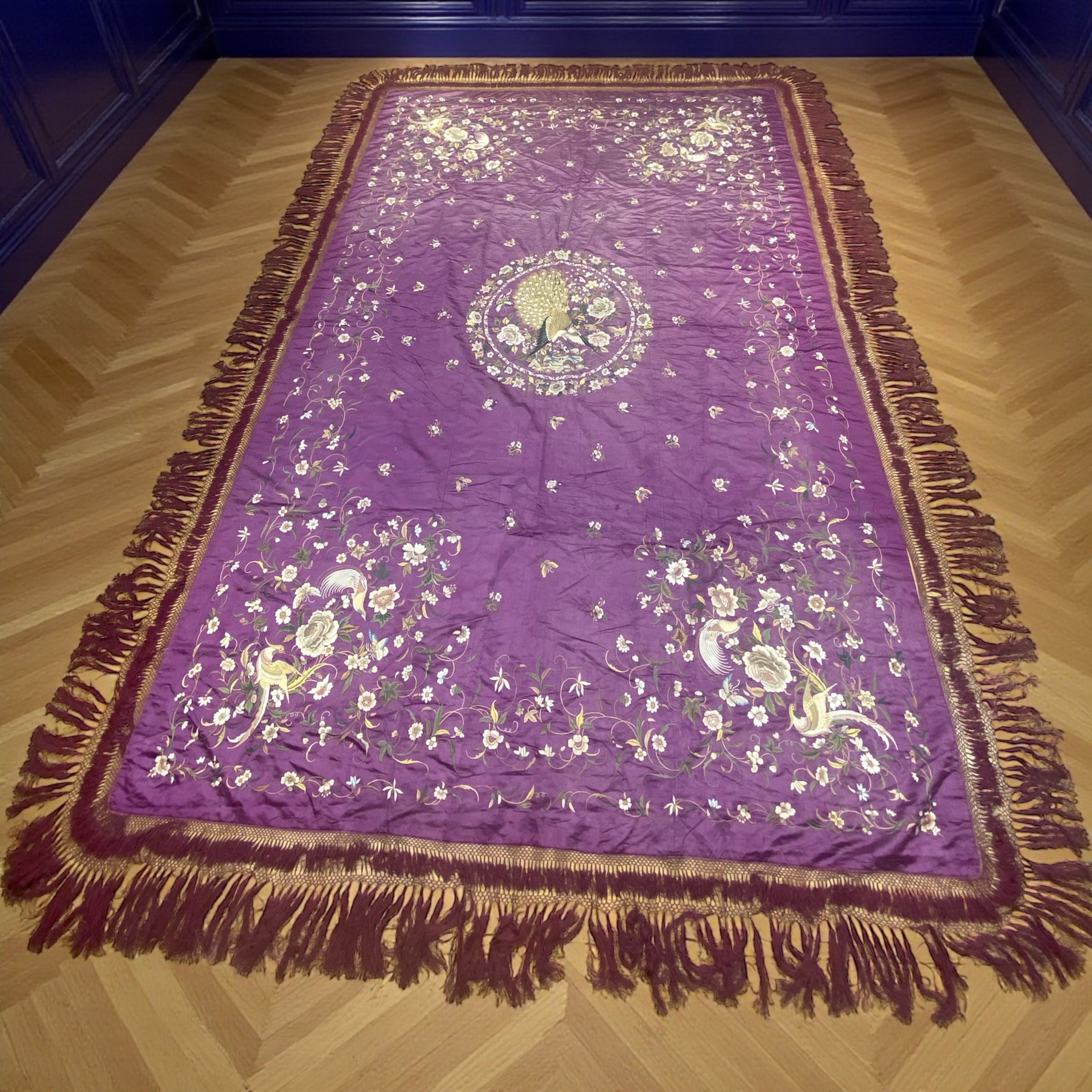 Antique Chinese Silk Embroidered Wall Hanging