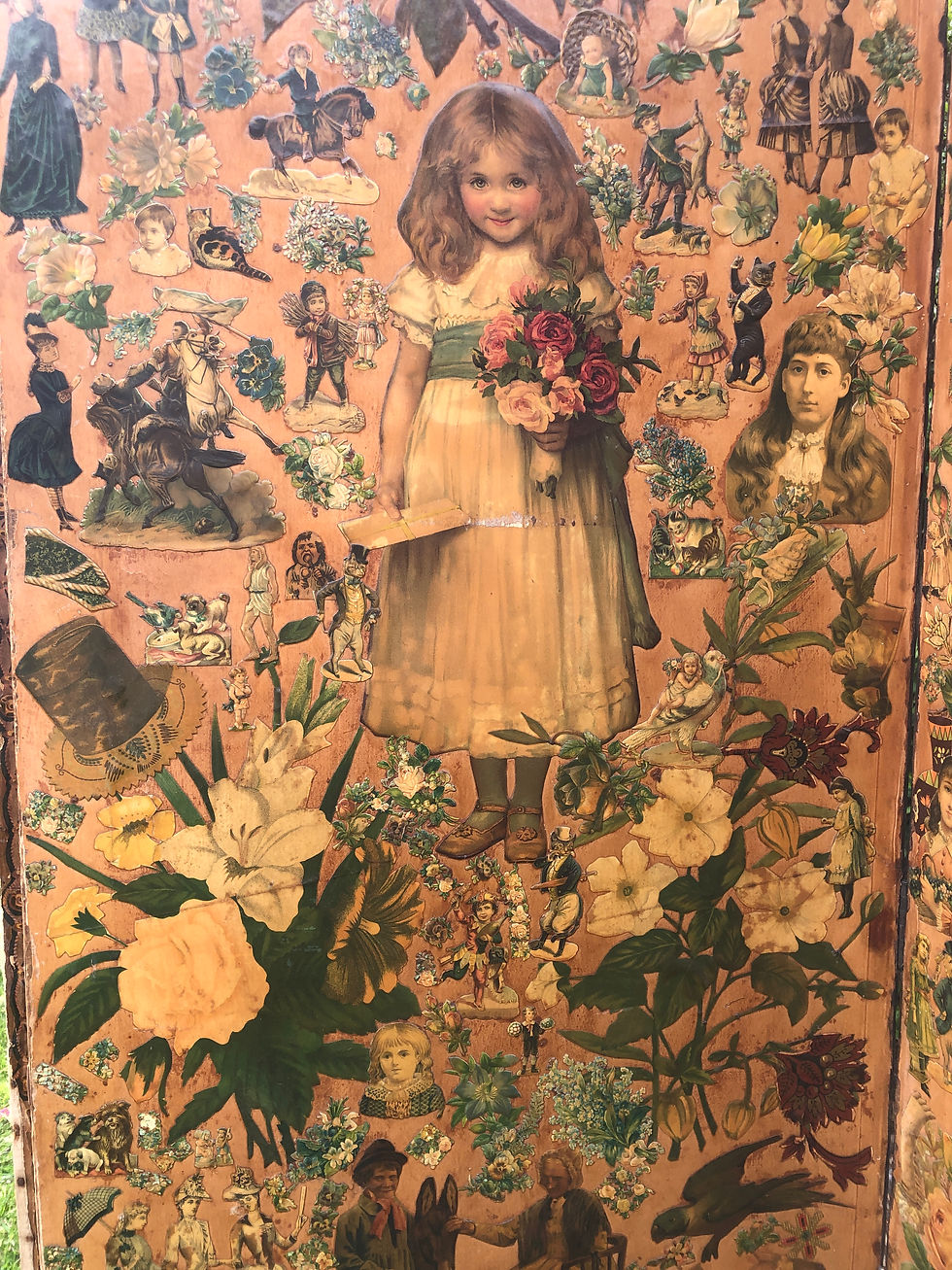 Thumbnail: Antique Victorian Decoupage Screen Room Divider