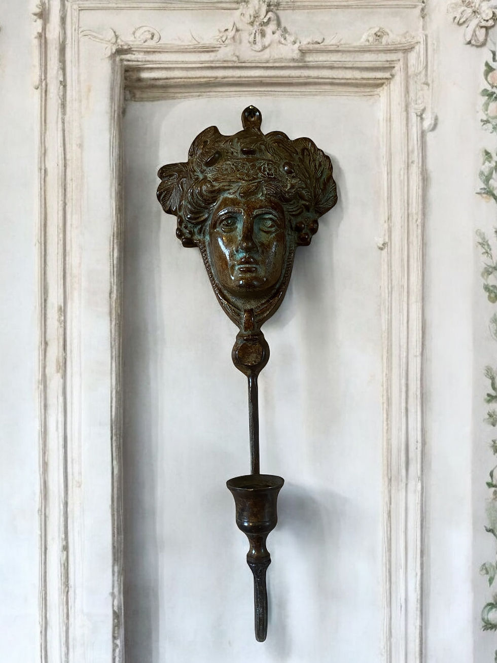 Thumbnail: Antique Grand Tour Bronze Neoclassical Bronze Candle Sconce