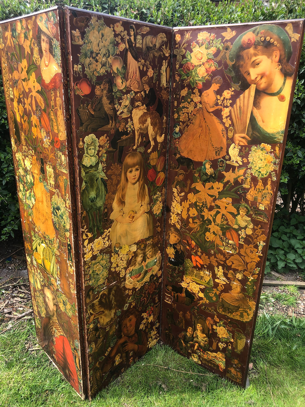 Thumbnail: Antique Victorian Decoupage Screen Room Divider