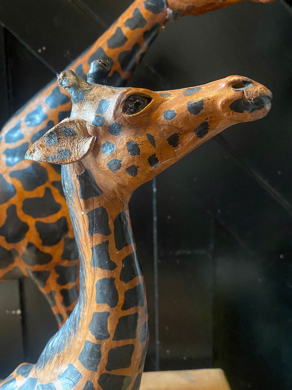 Thumbnail: Three Mid Century Hand Painted Leather Giraffes 