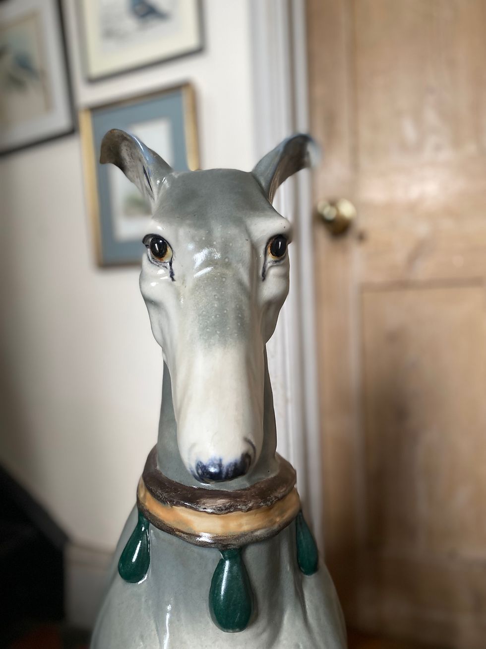 Thumbnail: A Vintage Life-size Ceramic Italian Greyhound Figure Statue