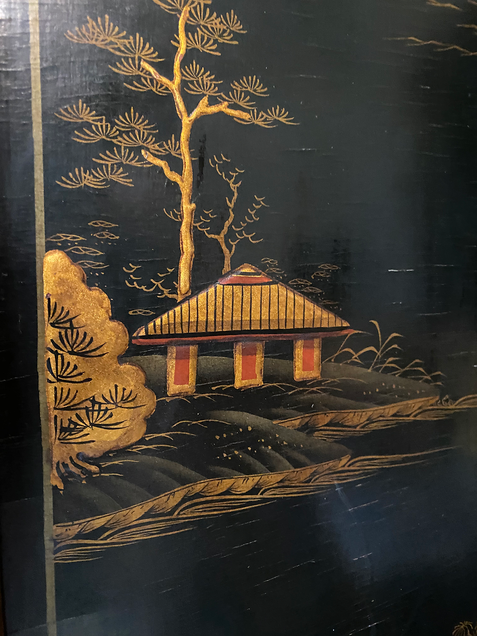 Thumbnail: Antique Ebonised Chinoiserie Deco Lacquer Wardrobe