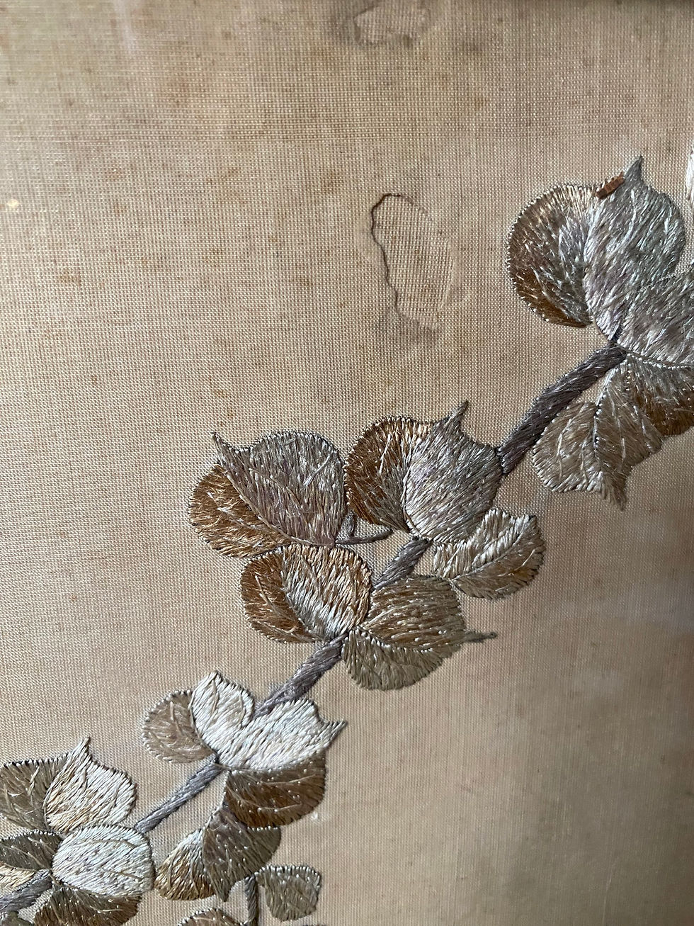 Thumbnail: Antique Japanese Silk Embroidered Bird Picture & Easel