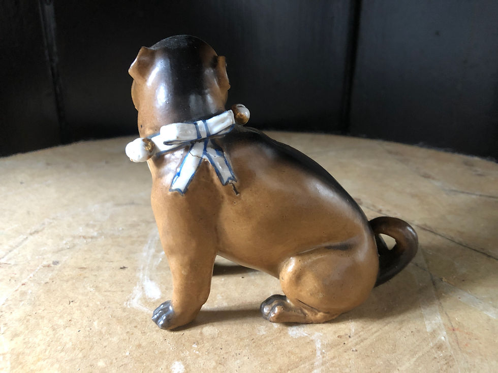 Thumbnail: Conte & Boehme German Porcelain Pug Dog Figurine 1875