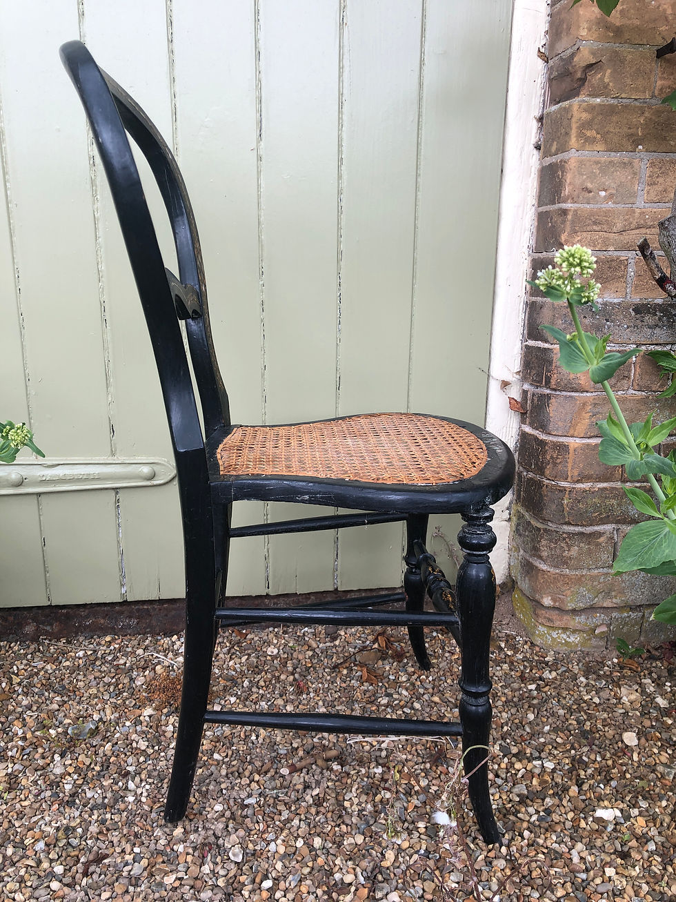 Thumbnail: Pair Ebonised Antique Regency c1815 Mother of Pearl Chairs