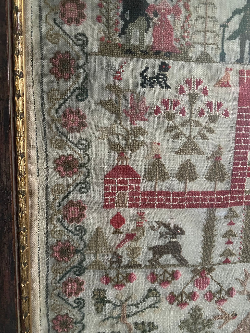 Thumbnail: Antique English Needlework Sampler 1843  S A Rungary 
