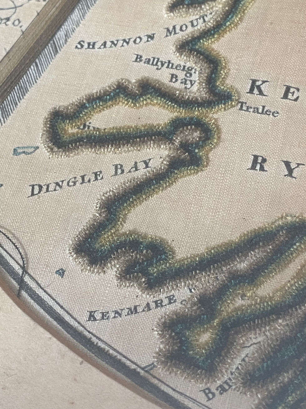Thumbnail: Antique Regency Quaker Ireland Irish Map Sampler Mary White 