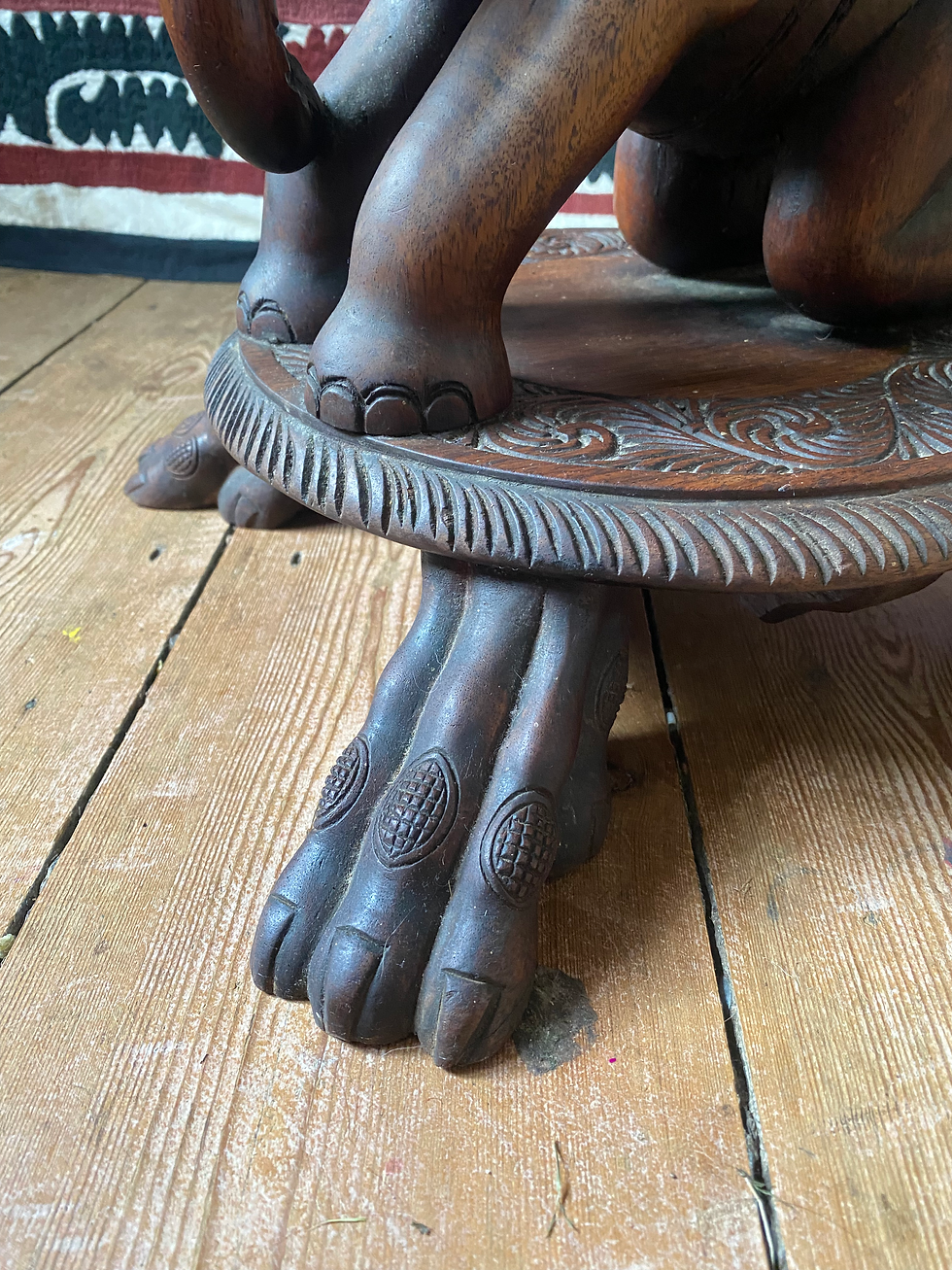 Thumbnail: Carved Indian Elephant Side Table, Early 20th Century