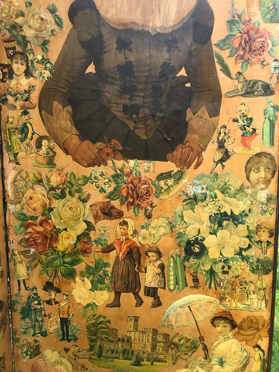 Thumbnail: Antique Victorian Decoupage Screen Room Divider