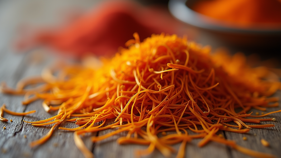 Close-up view of vibrant saffron strands