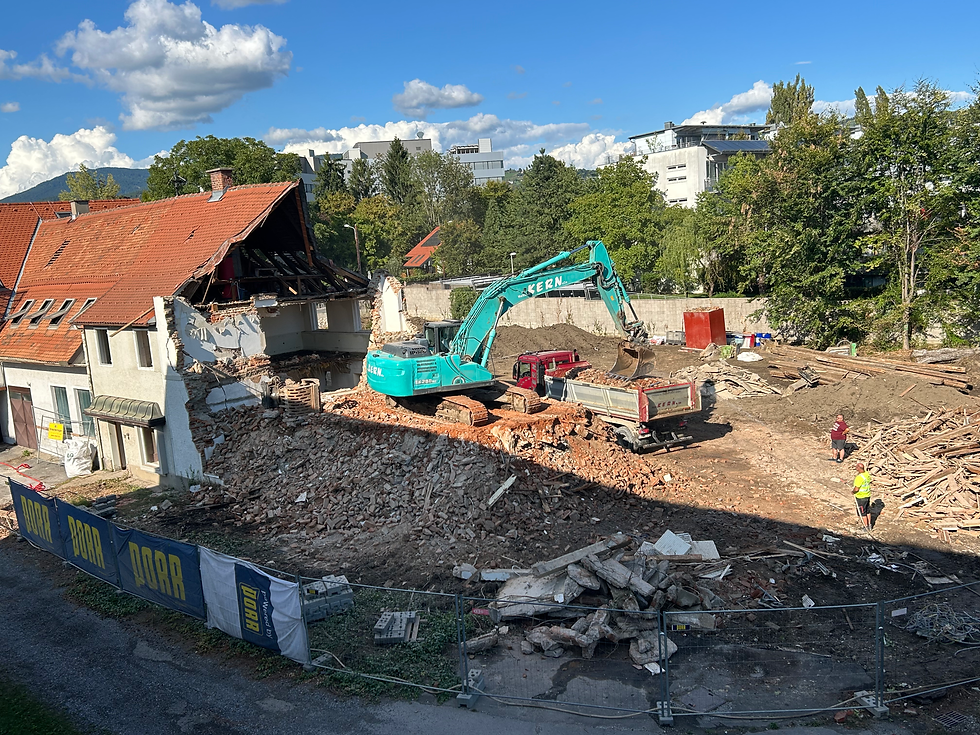Abriss für zwei neue Wohnblöcke – Blick vom Haus Statteggerstraße 8. (Foto: KK)