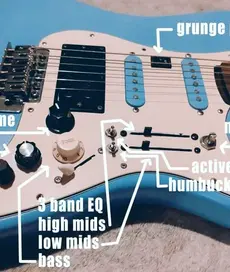 painted a fender guitar in light blue, with other pickups and more electronic