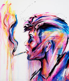 Abstraktes  buntes Portrait, gemalt von dem Künstler Captain Fanta aus Nürnberg.