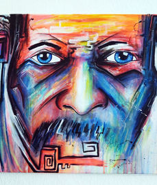 Abstraktes  buntes Portrait, gemalt von dem Künstler Captain Fanta aus Nürnberg.