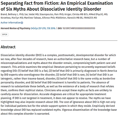 Separating Fact from Fiction: An Empirical Examination of Six Myths About Dissociative Identity Disorder