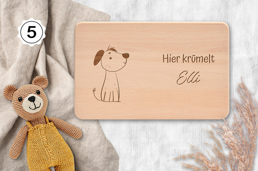 Miniaturbild: Vesperbrett - Dog, Hier krümelt, personalisiert