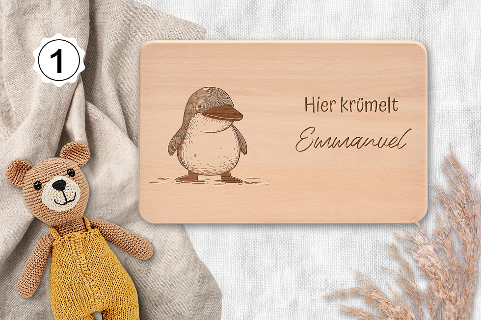Miniaturbild: Vesperbrett - Platypus,  Hier krümelt, personalisiert