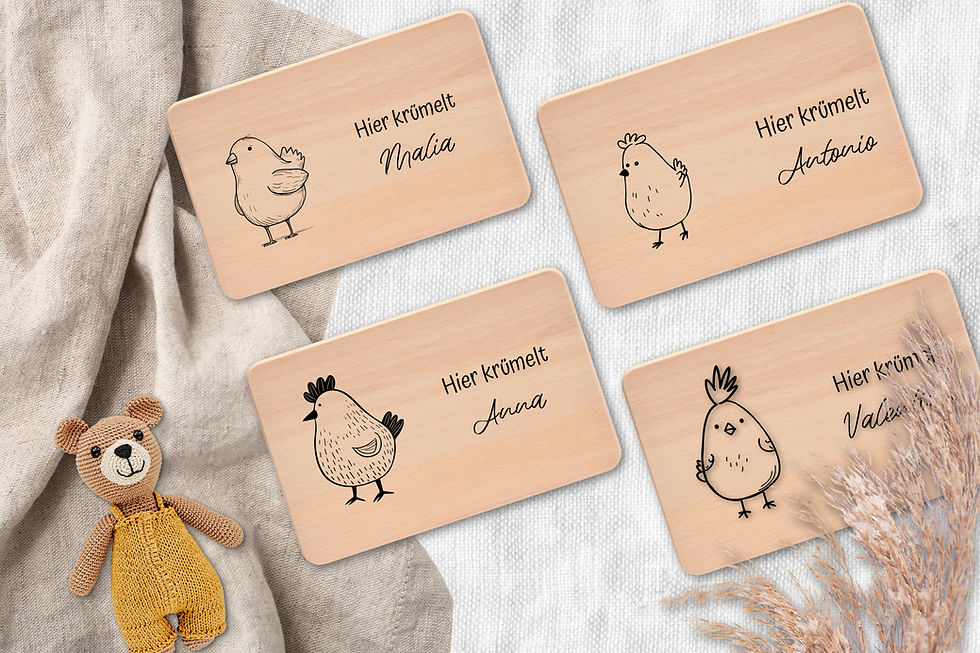 Miniaturbild: Vesperbrett - Chicken, Hier krümelt, personalisiert