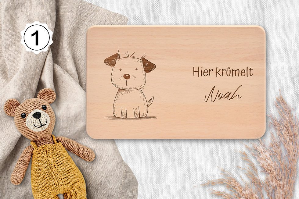 Miniaturbild: Vesperbrett - Dog, Hier krümelt, personalisiert