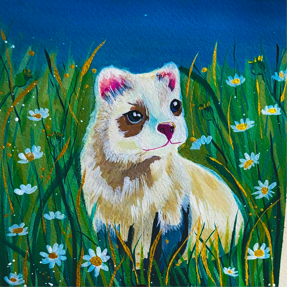 Thumbnail: Original Gouache  Ferret Painting