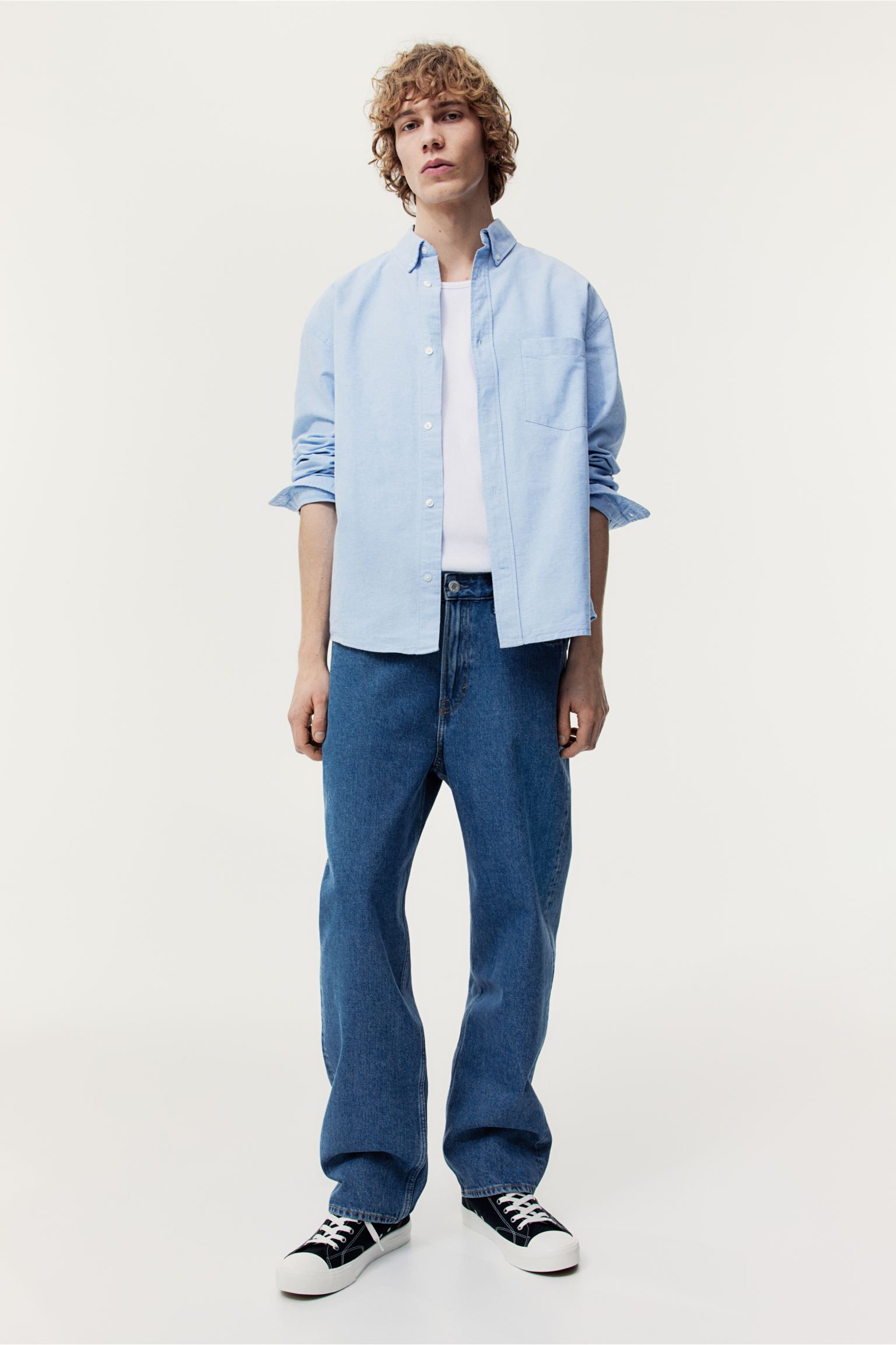 Men Denim Blue Loose Jeans (MH)