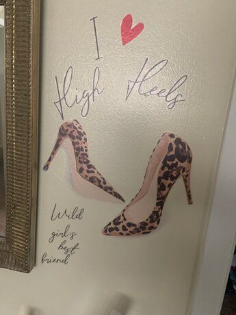 Thumbnail: Women's High Heels & Slogan Graphic Wall Sticker (SHN)