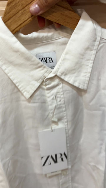 Thumbnail: Men 100% Linen White Slim-fit Shirt (ZRA)