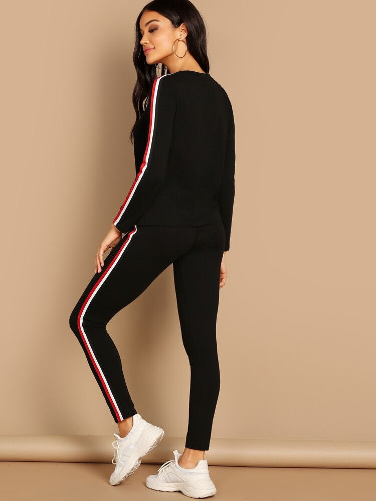 Thumbnail: Women's Striped Tape Tee & Pants Set (SHN)