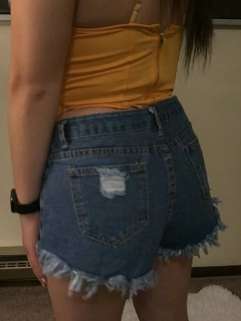 Thumbnail: Women's Distressed Fray Hem Denim Shorts
